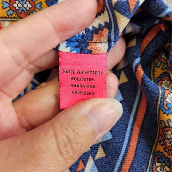 Betsey Johnson Dress Womens 12 Peasant Smocked Waist Boho Aztec Southwestern - Picture 9 of 16